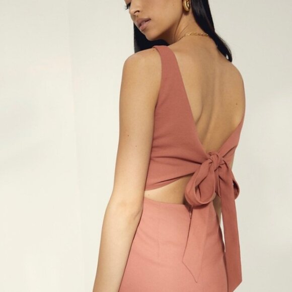 Aritzia Wilfred Ecoulement Jumpsuit Tie Back Brown Rust Size 8 - Picture 2 of 8